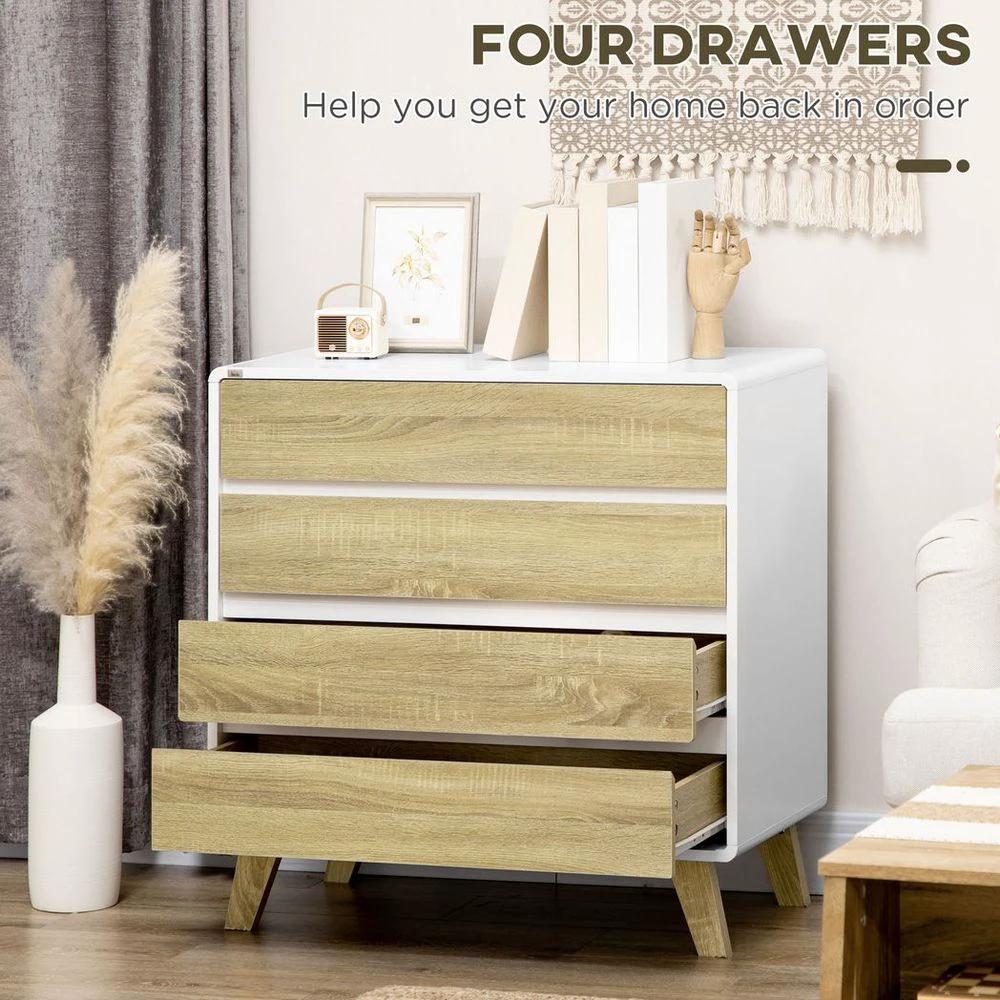 Chest of Drawers 4-Drawer Dresser Storage Chest with Legs Bedroom, Living Room by HOMCOM