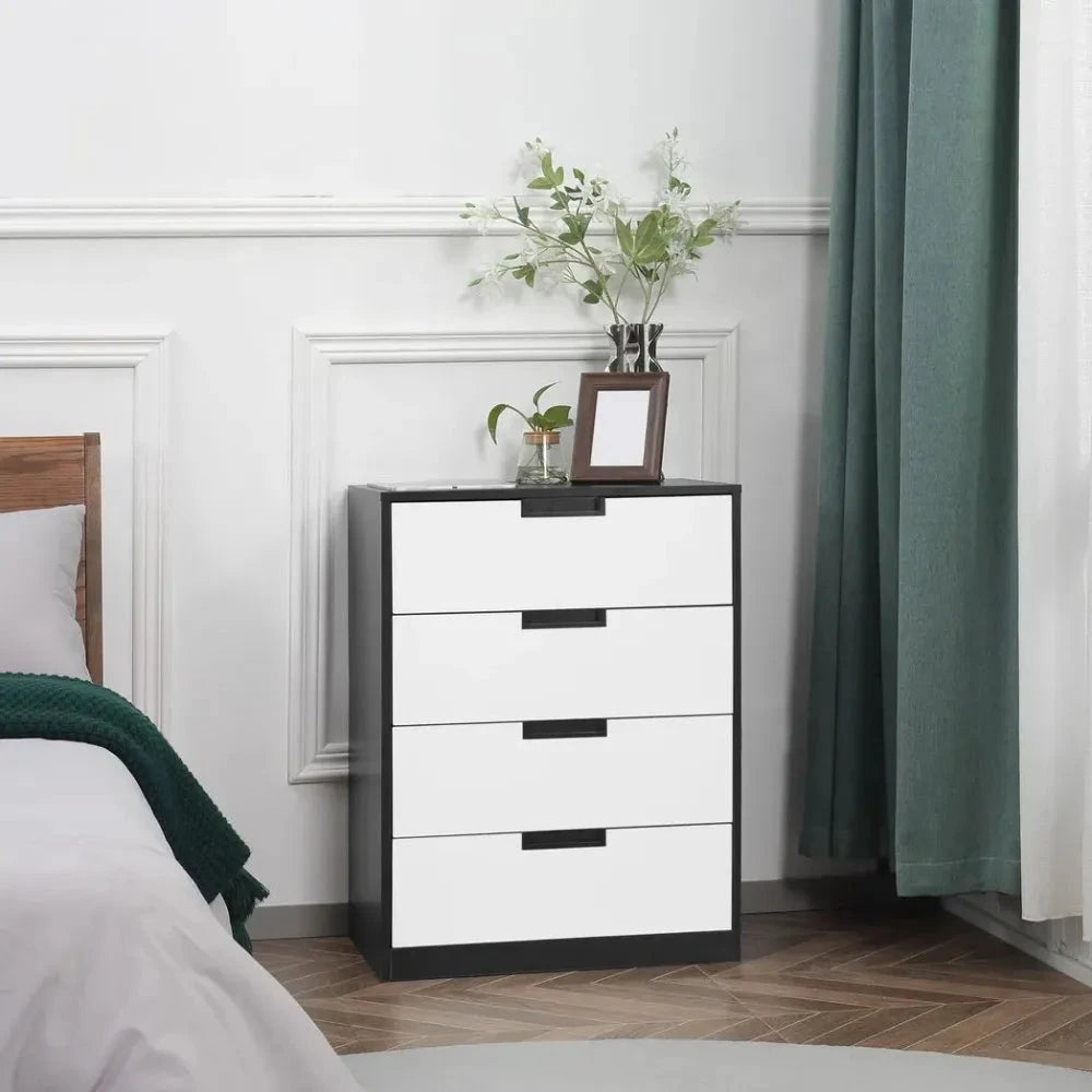 HOMCOM Chest of Drawers 4 Drawers Cabinet Organiser Unit with Handles for Bedroom - Uncategorized Chest of Drawers
