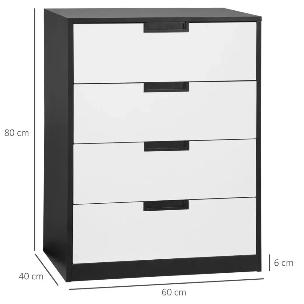 HOMCOM Chest of Drawers 4 Drawers Cabinet Organiser Unit with Handles for Bedroom - Uncategorized Chest of Drawers