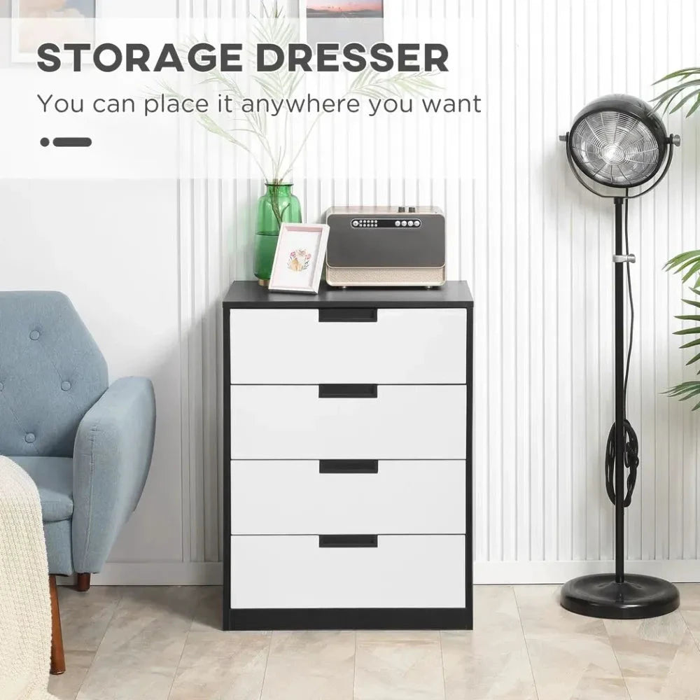 HOMCOM Chest of Drawers 4 Drawers Cabinet Organiser Unit with Handles for Bedroom - Uncategorized Chest of Drawers