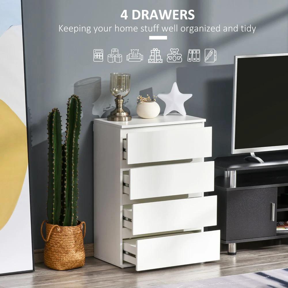 Chest of Drawers, 4 Drawers White by HOMCOM