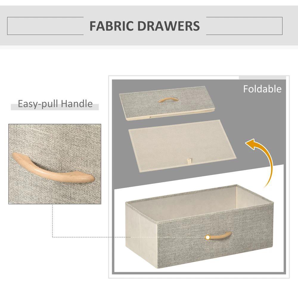 Chest of Drawers with 4 Fabric Bins White by HOMCOM