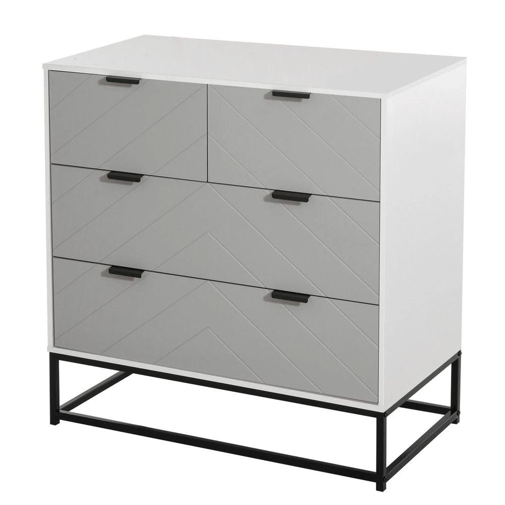 Chest of Drawers with Metal Handles Freestanding Dresser Modern Wooden by HOMCOM