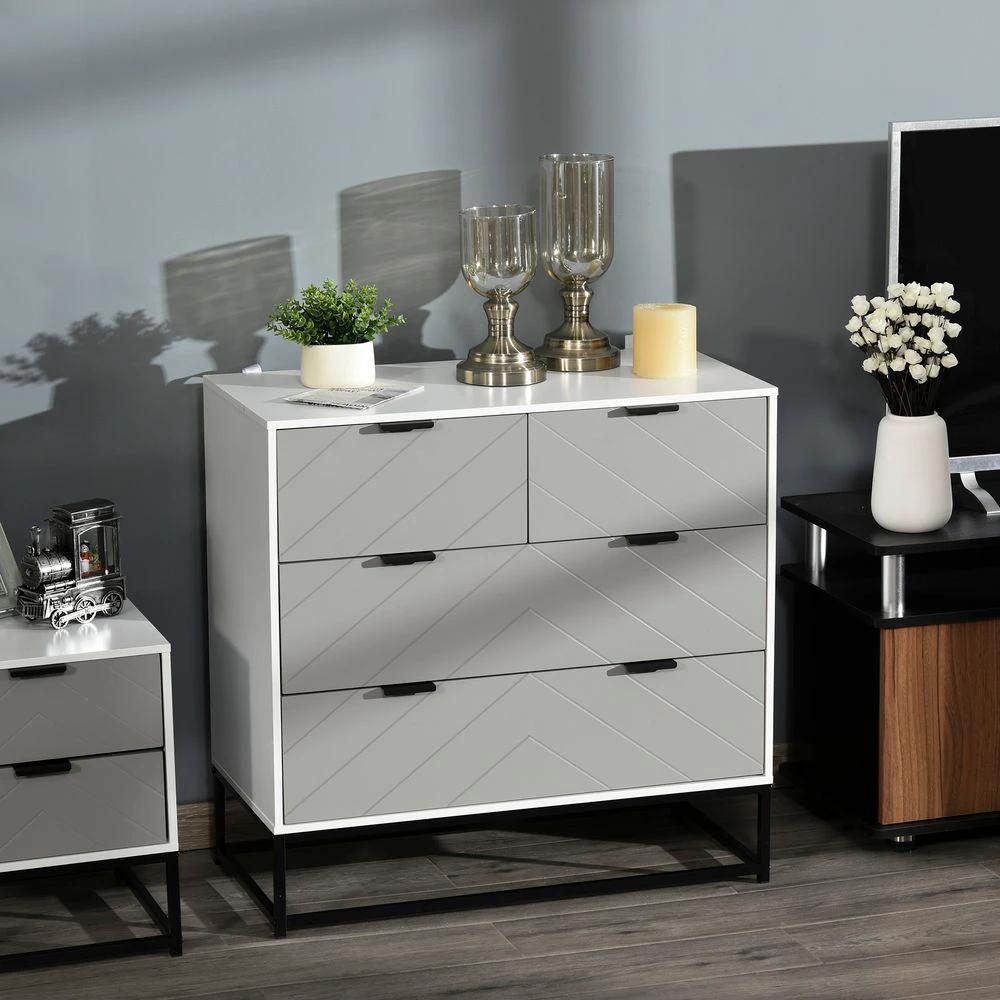 Chest of Drawers with Metal Handles Freestanding Dresser Modern Wooden by HOMCOM