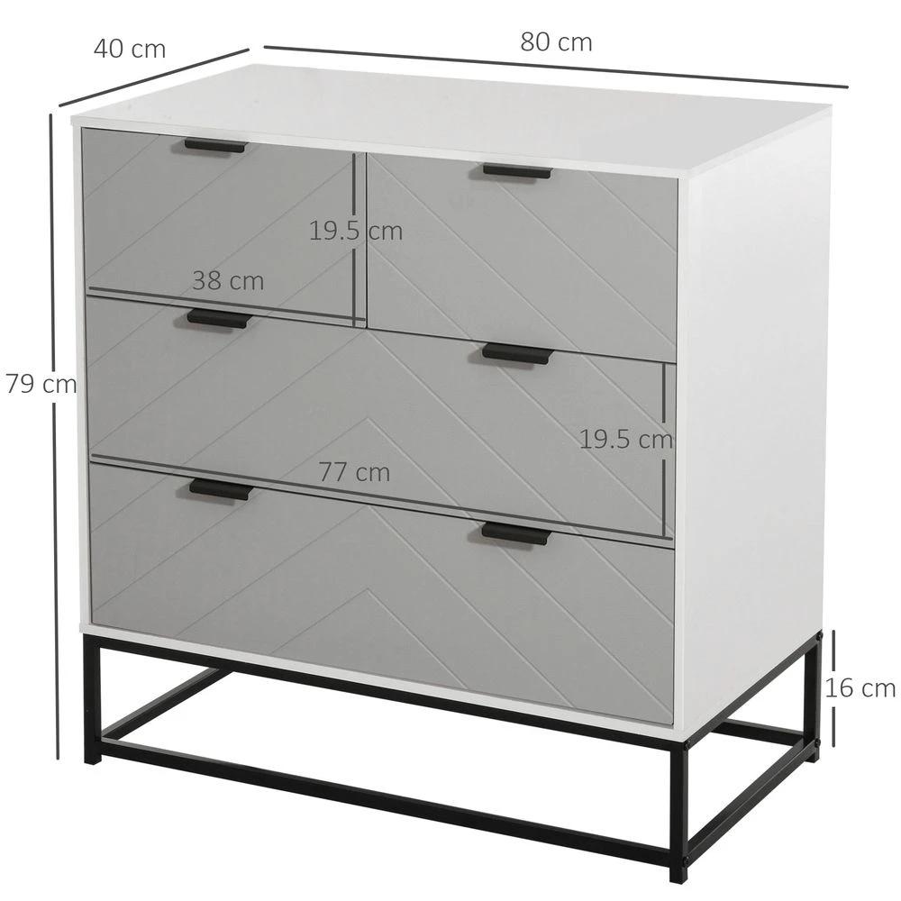 Chest of Drawers with Metal Handles Freestanding Dresser Modern Wooden by HOMCOM