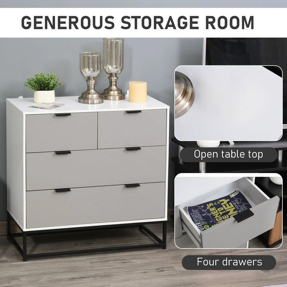 Chest of Drawers with Metal Handles Freestanding Dresser Modern Wooden by HOMCOM