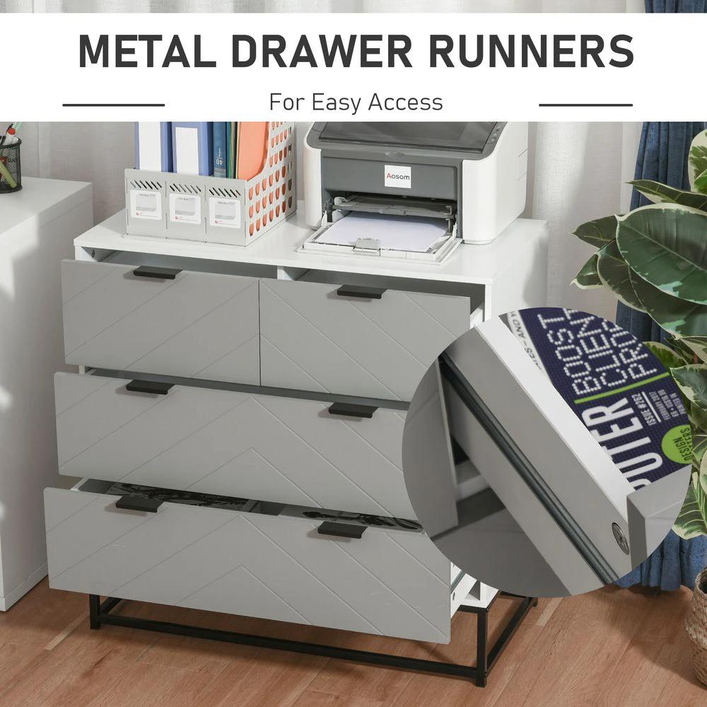 Chest of Drawers with Metal Handles Freestanding Dresser Modern Wooden by HOMCOM