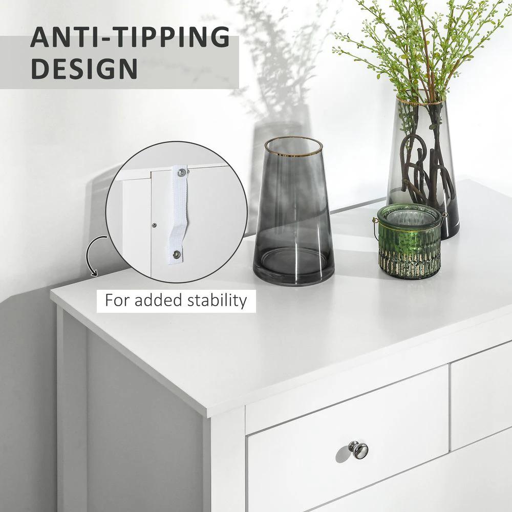 HOMCOM Modern Chest of Drawers, 5 Drawer Storage Cabinet White - Uncategorized Chest of Drawers