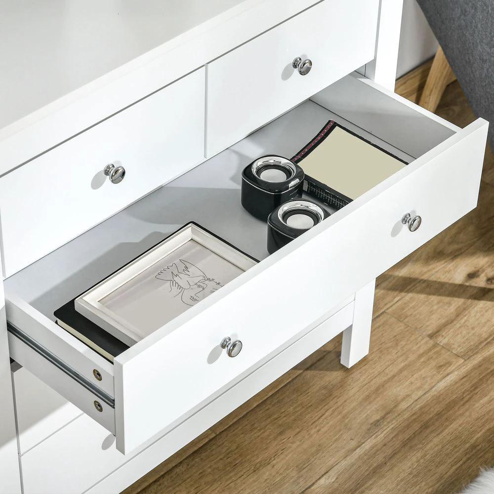 HOMCOM Modern Chest of Drawers, 5 Drawer Storage Cabinet White - Uncategorized Chest of Drawers