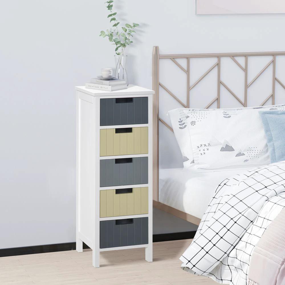 HOMCOM Simple Chest of 5 Drawers Storage Cabinet for Dining & Living Room - Chest of Drawers