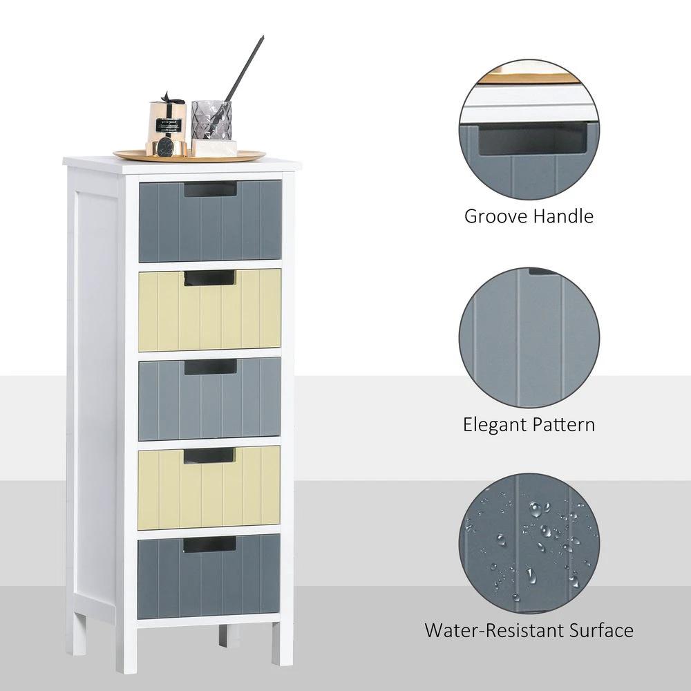 HOMCOM Simple Chest of 5 Drawers Storage Cabinet for Dining & Living Room - Chest of Drawers
