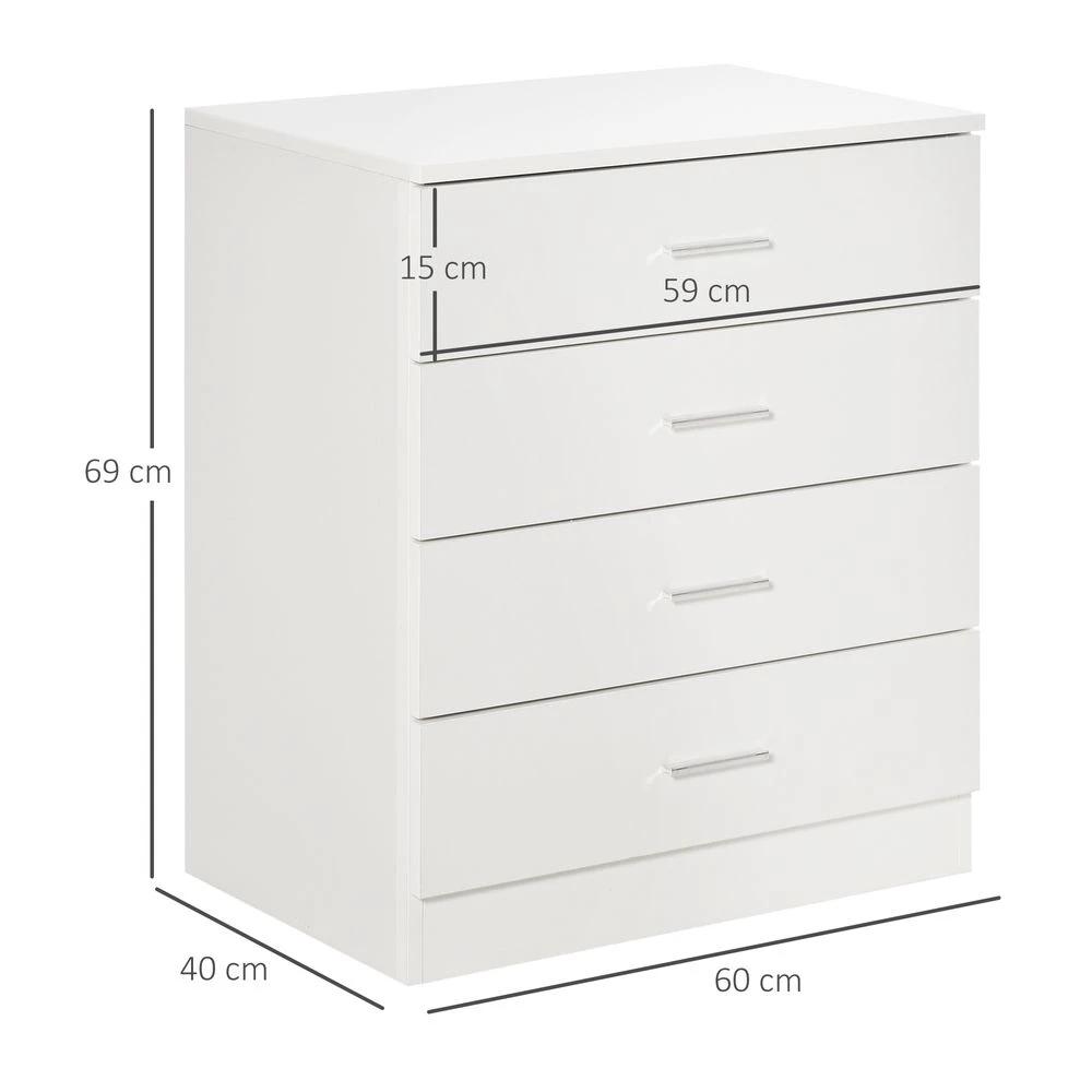 Storage Cabinet Vertical Drawer Chest of 4 w/ Metal Rails Anti-Tip by HOMCOM