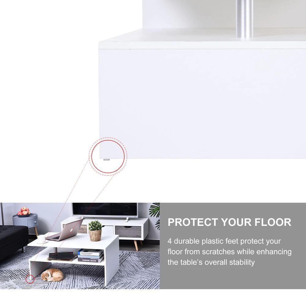 HOMCOM 2-Tier Homcom Coffee Table Side/End Table Modern Rectangular Design White - Coffee Tables Coffee Table