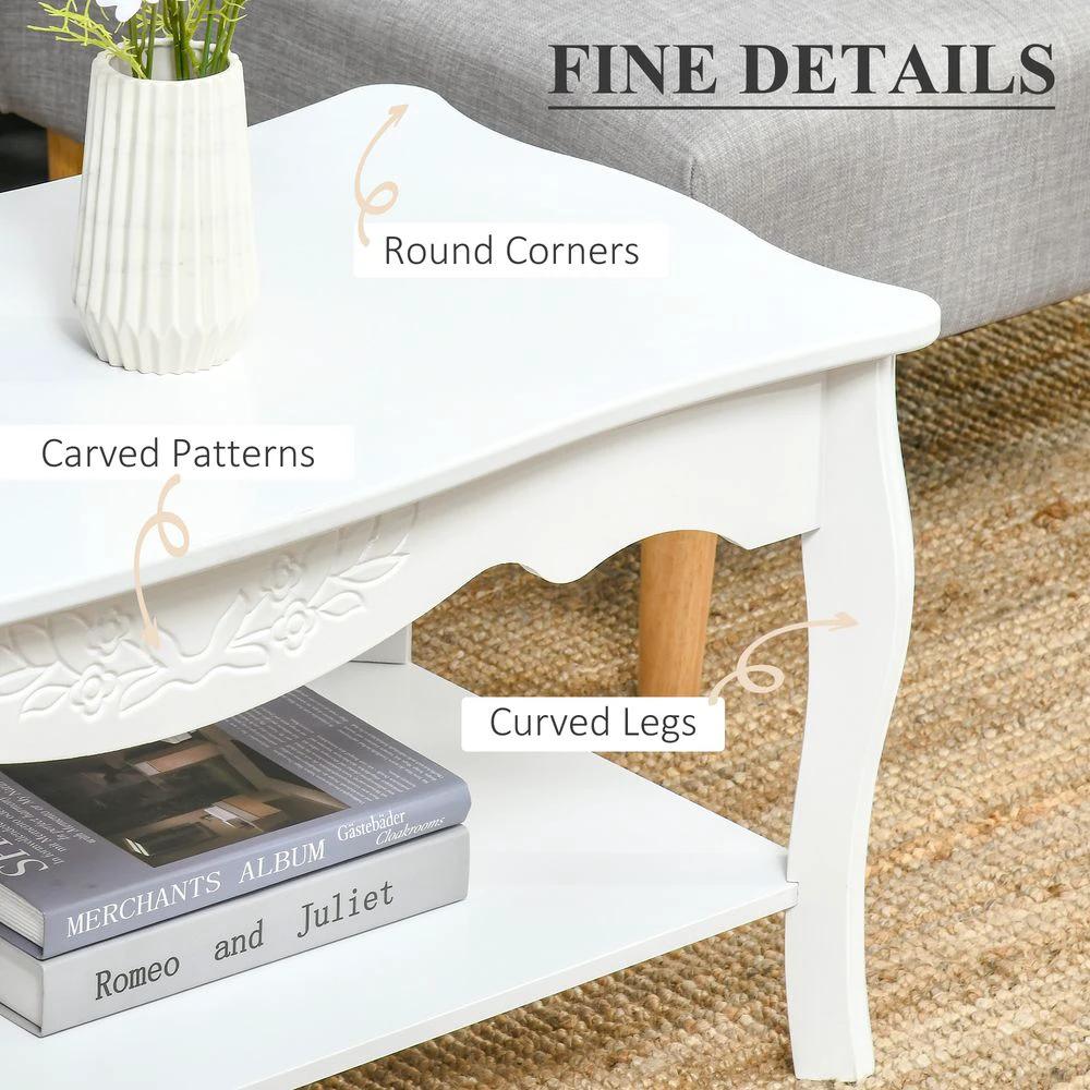 Coffee Table, 94Lx44Wx42H cm-White by HOMCOM