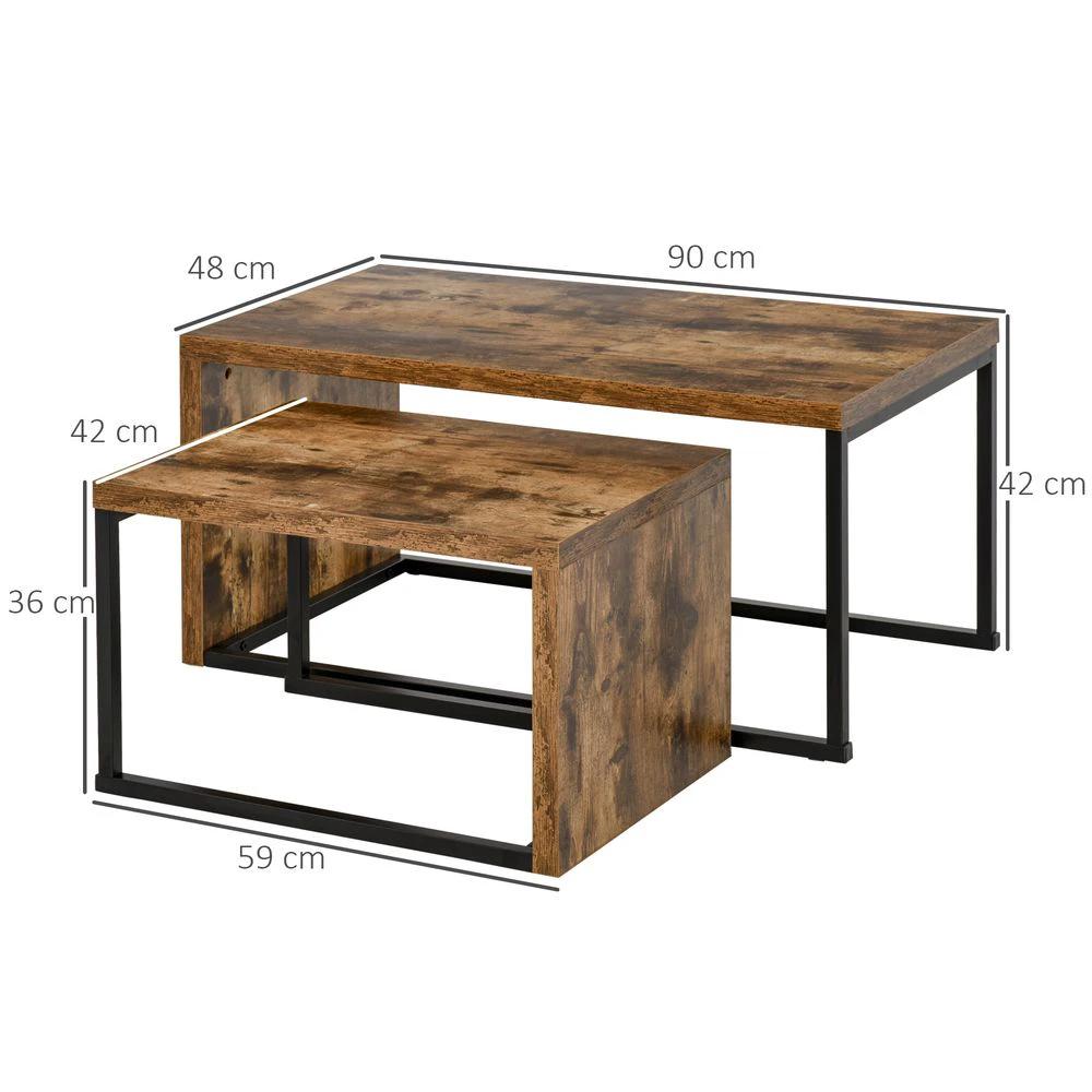 Set of 2 Coffee Tables, Side Table, Tea Table for Living Room Bedroom by HOMCOM
