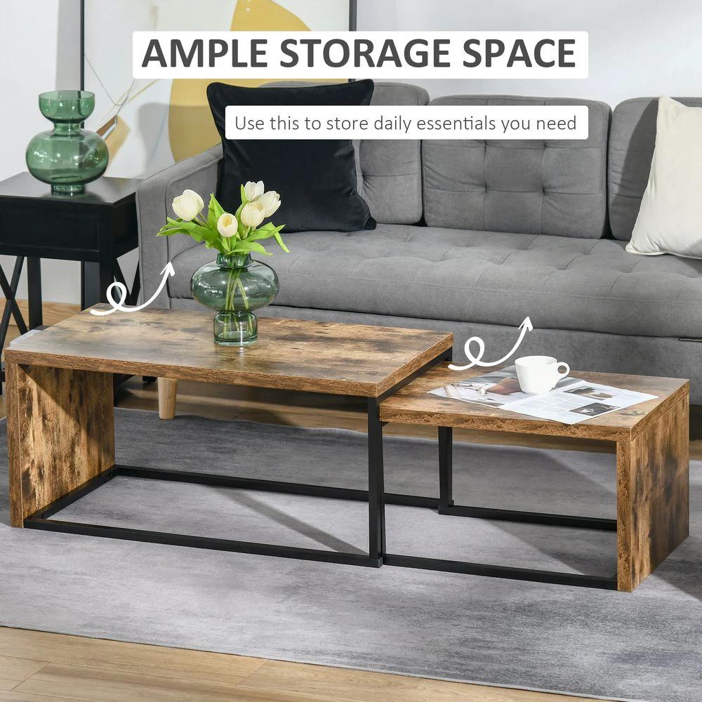 Set of 2 Coffee Tables, Side Table, Tea Table for Living Room Bedroom by HOMCOM