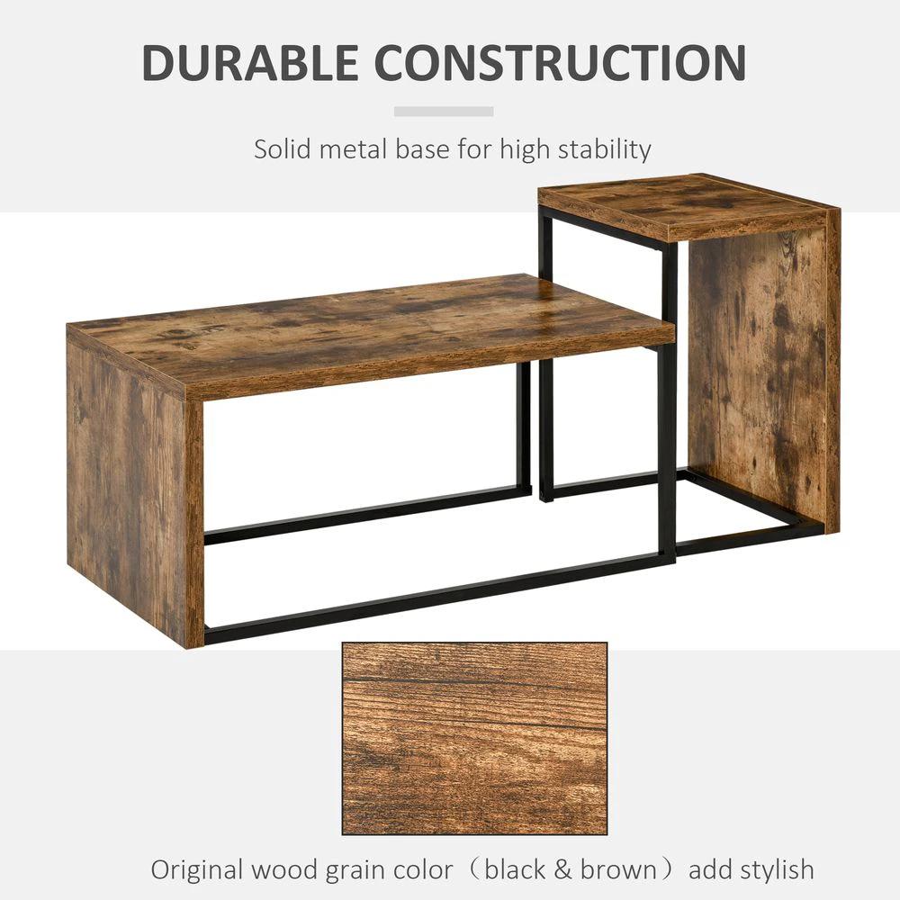 Set of 2 Coffee Tables, Side Table, Tea Table for Living Room Bedroom by HOMCOM