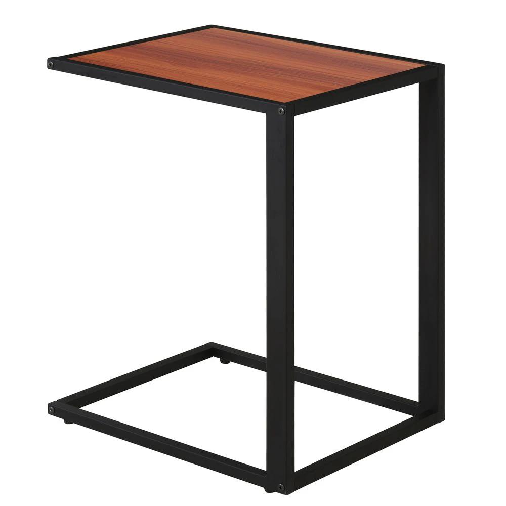 Side Table Sofa Snack Wooden Modern Coffee Table Metal Base-Walnut by HOMCOM