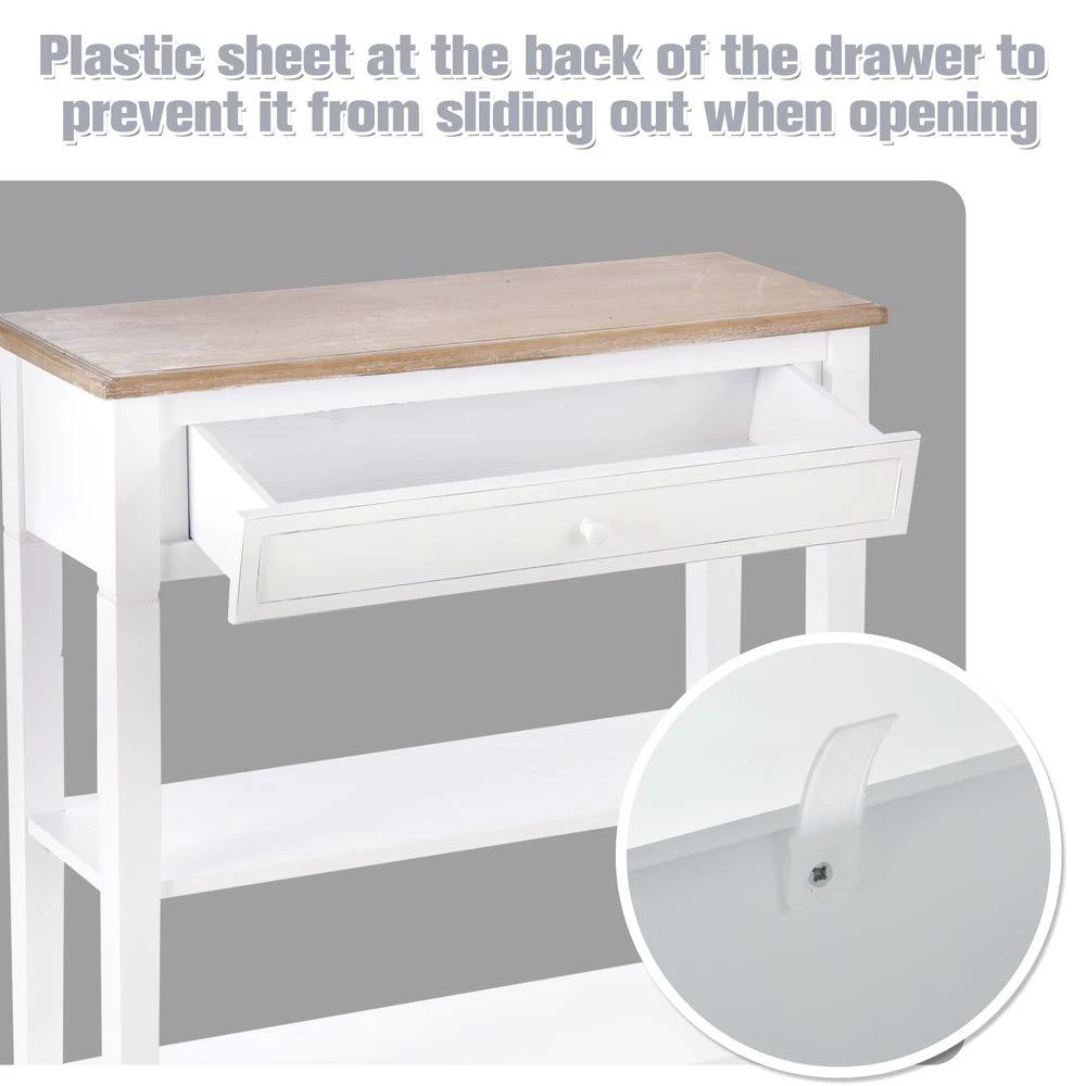 MDF Wide Drawer Console Table White by HOMCOM