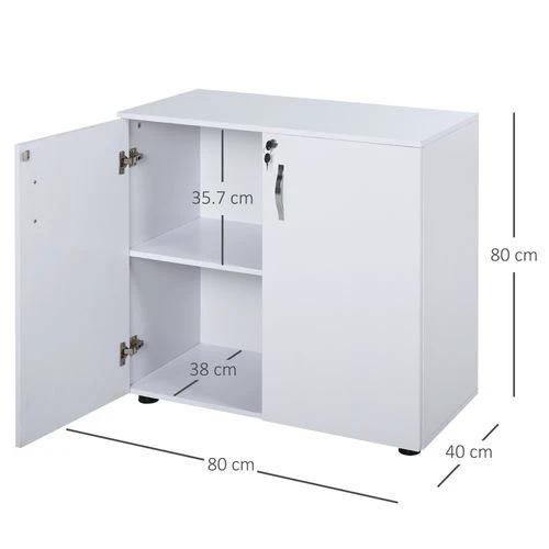 2-Tier Locking Office Storage Cabinet File Organisation w/ 2 Keys White HOMCOM by HOMCOM