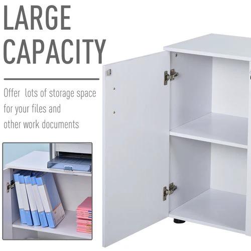 2-Tier Locking Office Storage Cabinet File Organisation w/ 2 Keys White HOMCOM by HOMCOM
