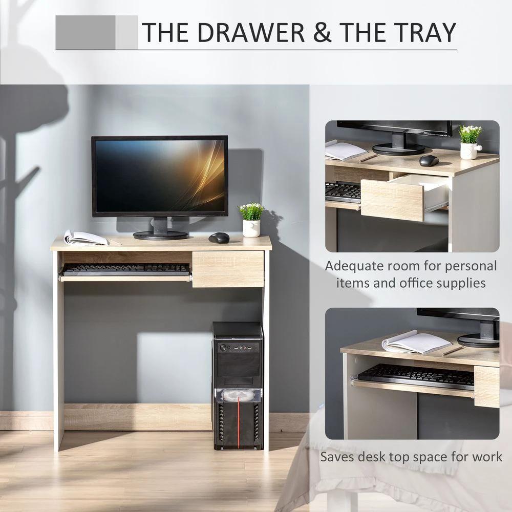 Compact Computer Table Oak by HOMCOM