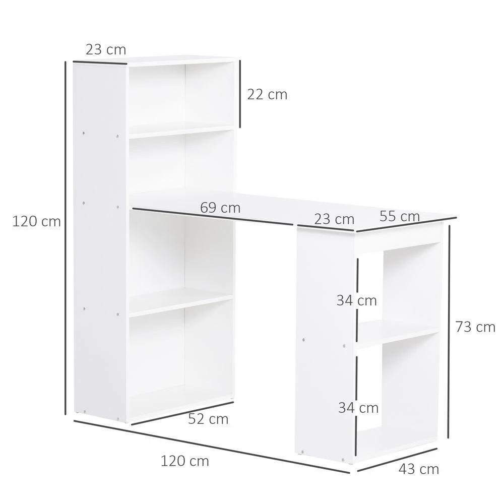 Computer Desk, 120Lx55Dx120H cm-White by HOMCOM