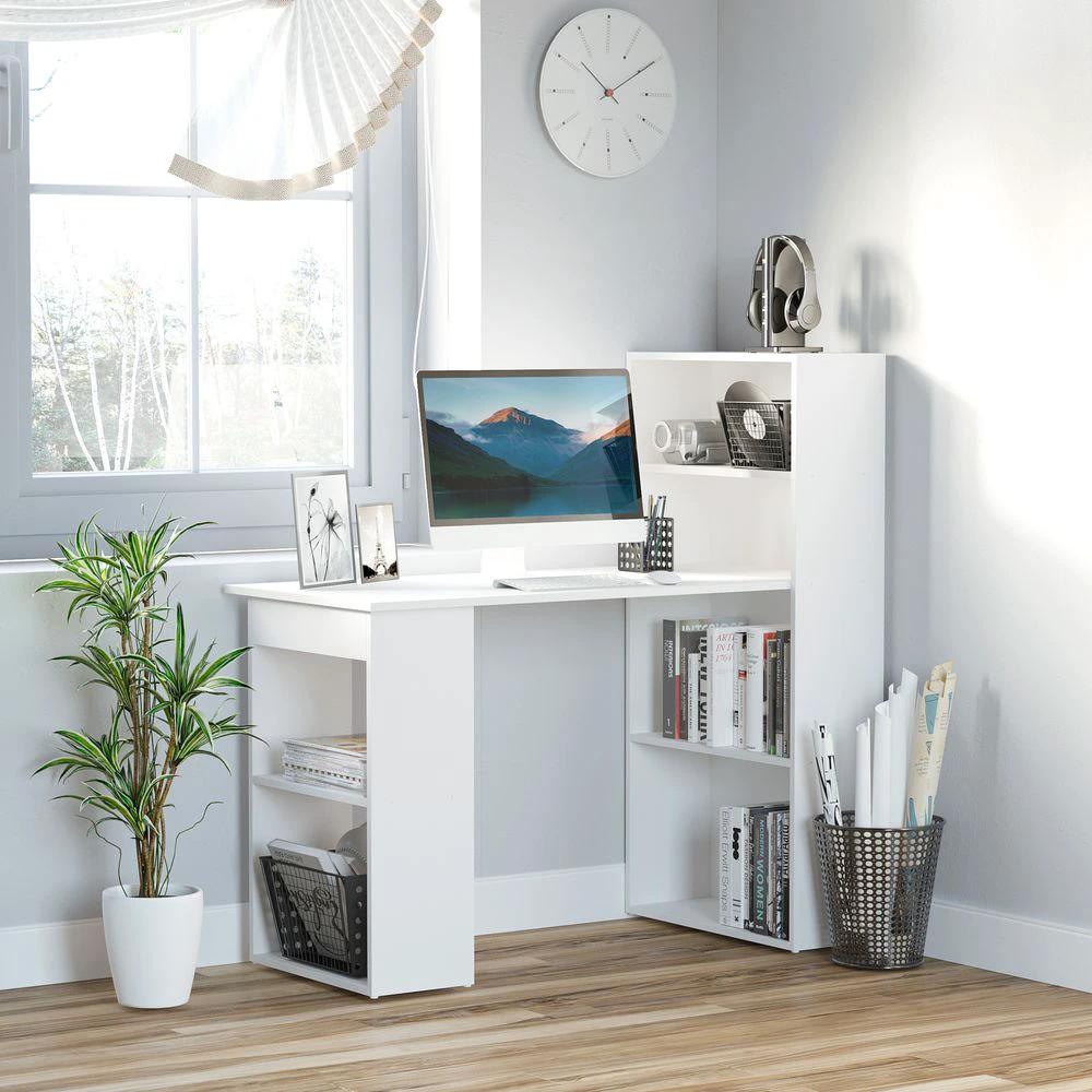 Computer Desk, 120Lx55Dx120H cm-White by HOMCOM