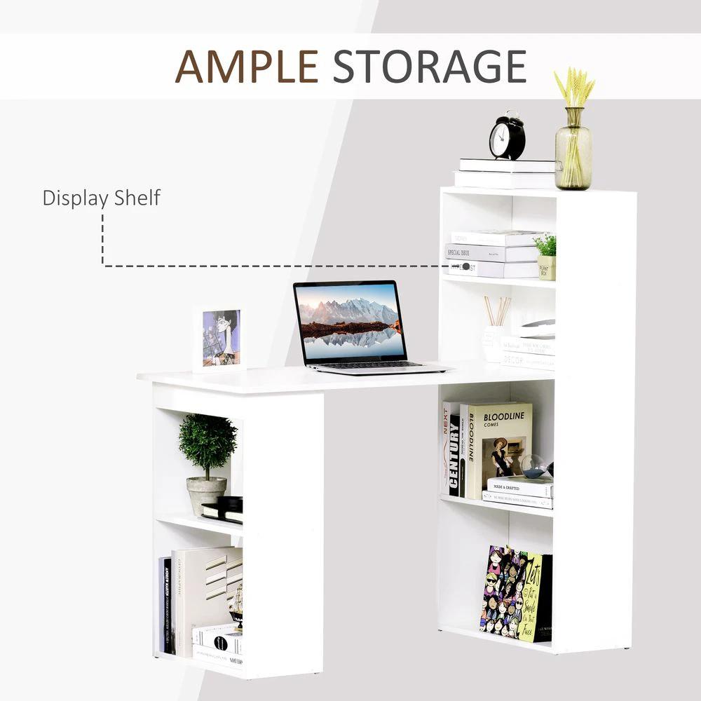 HOMCOM Computer Desk, 120Lx55Dx120H cm-White - Desks Desk