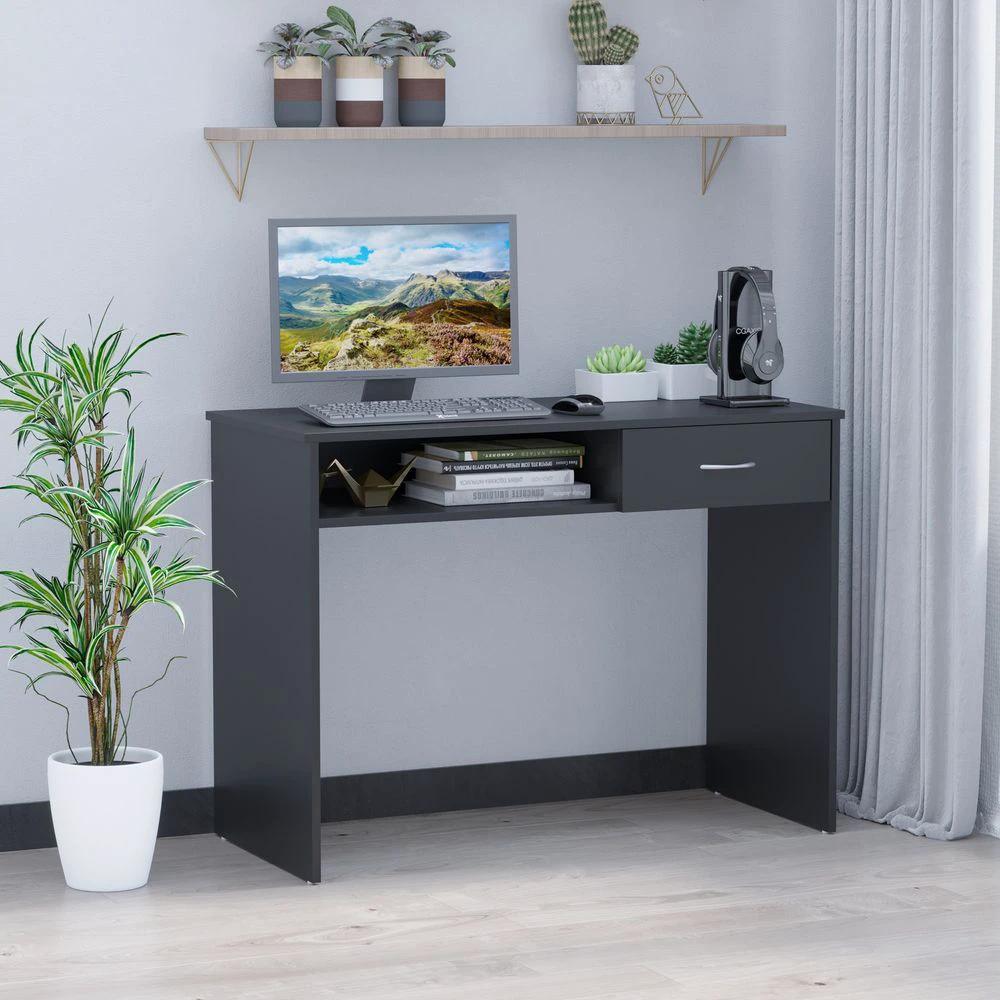 Computer Desk Workstation with Storage Shelf & Drawer, Black by HOMCOM