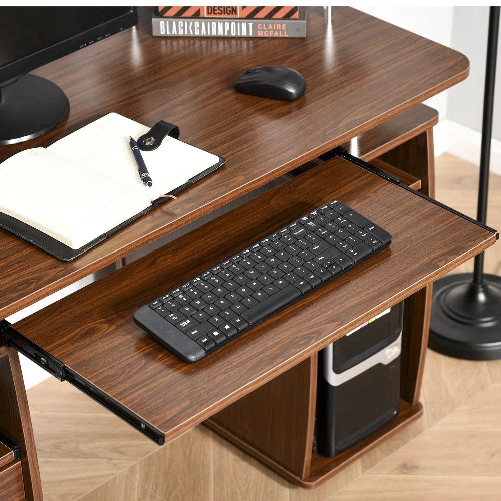HOMCOM Computer Office Desk Table Workstation w/ Keyboard Tray, Drawer, Brown HOMCOM - Desks Desk