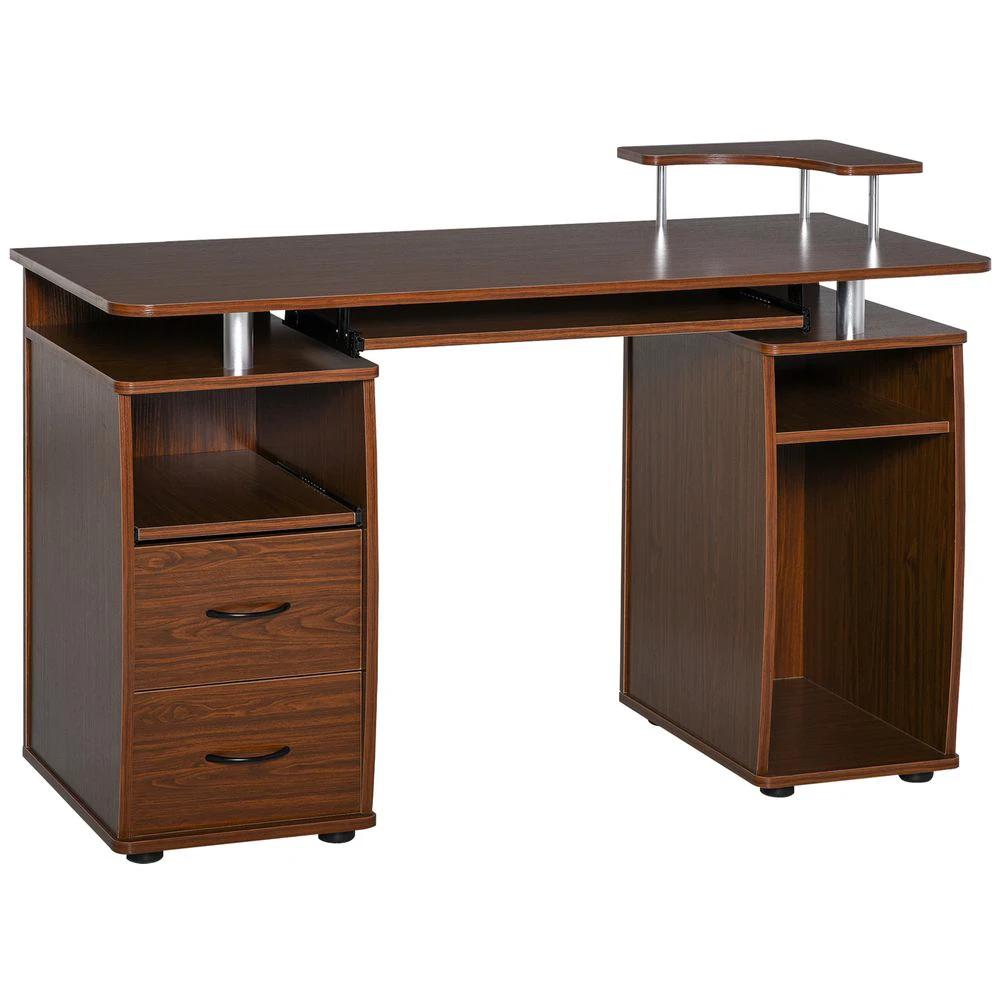 HOMCOM Computer Office Desk Table Workstation w/ Keyboard Tray, Drawer, Brown HOMCOM - Desks Desk
