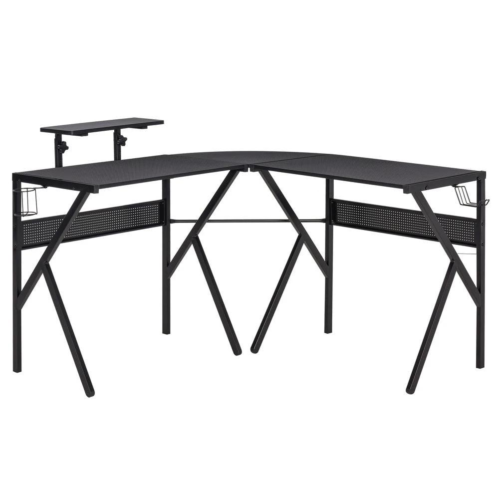 Corner Gaming Desk for Home Office w/ Monitor Stand Cup Holder Headphone Hook by HOMCOM
