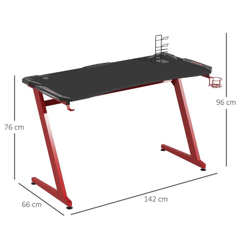 Gaming Desk with Gamepad Holder Cup Holder Headphone Hook Home Office by HOMCOM
