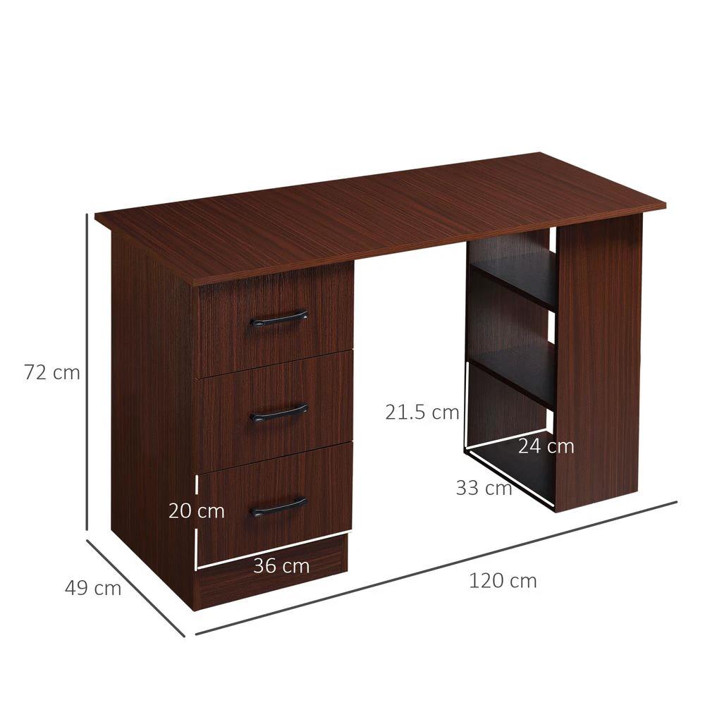 HOMCOM Computer Desk w/ Storage, Writing Study Table for Home Office, Brown by HOMCOM