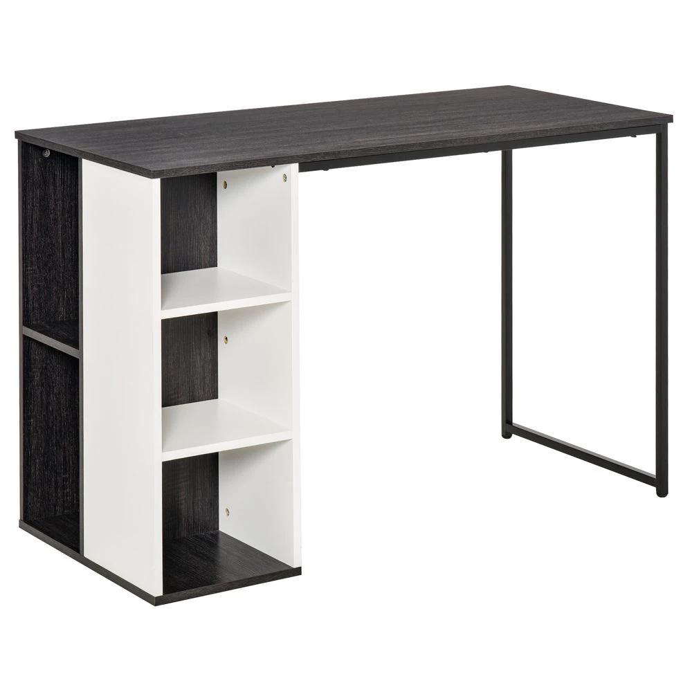HOMCOM Computer Desk with Storage Shelves Study Home Office Workstation, Grey by HOMCOM
