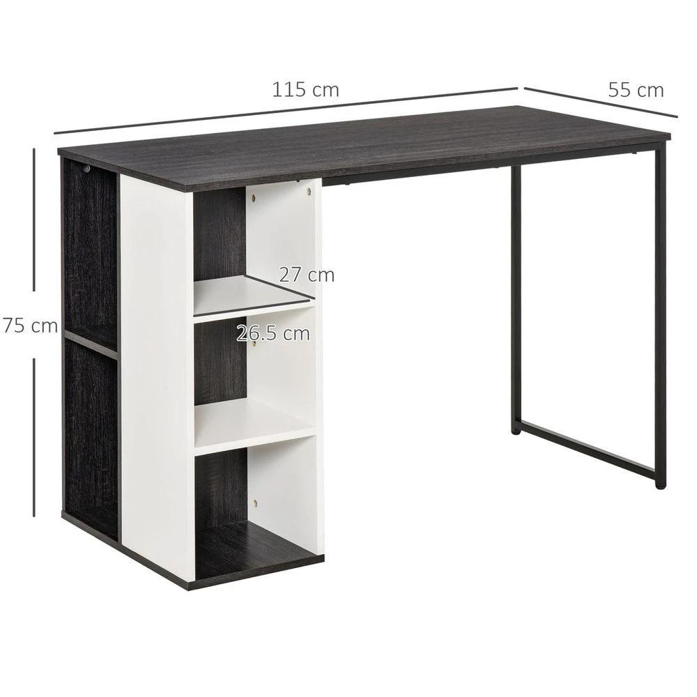 HOMCOM Computer Desk with Storage Shelves Study Home Office Workstation, Grey by HOMCOM
