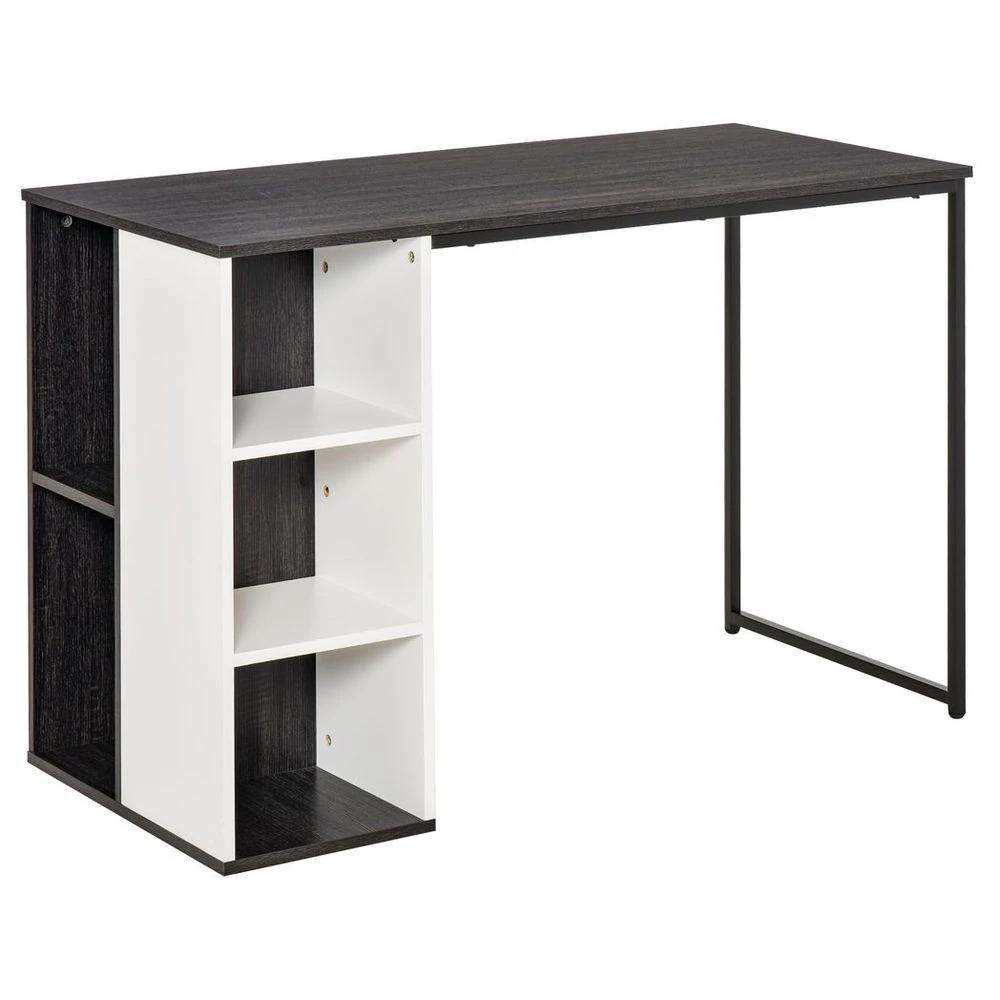 HOMCOM Computer Desk with Storage Shelves Study Home Office Workstation, Grey by HOMCOM