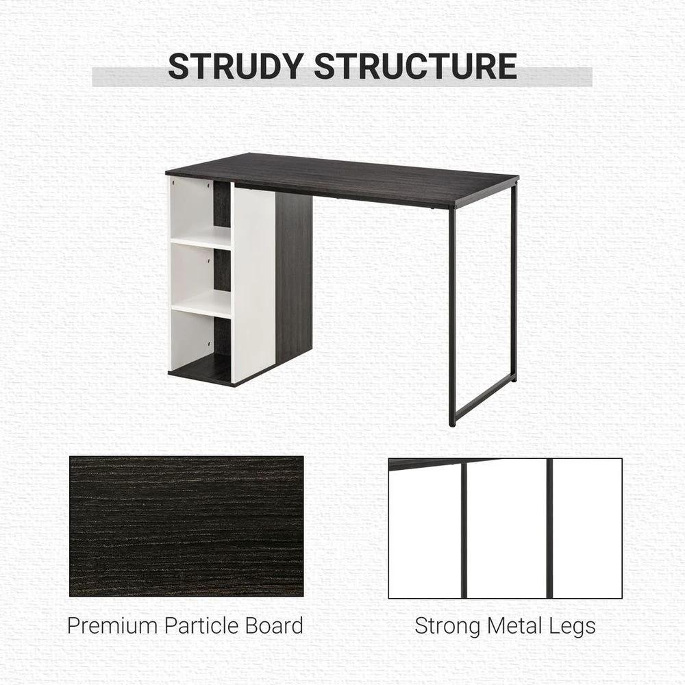 HOMCOM Computer Desk with Storage Shelves Study Home Office Workstation, Grey by HOMCOM