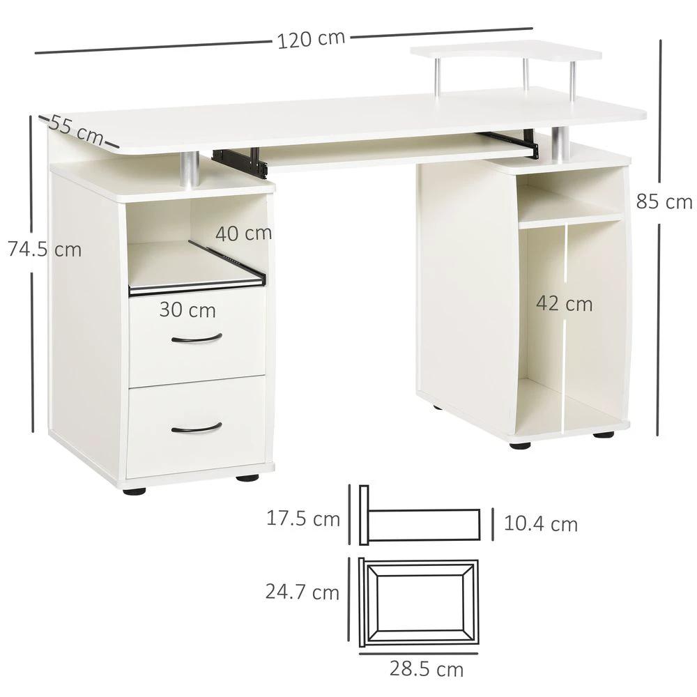 HOMCOM Computer Office Desk Table Workstation w/ Keyboard Tray, Drawer, White by HOMCOM
