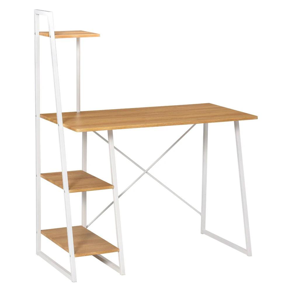 HOMCOM Home Office Computer Desk Study Writing Table with 3-Tier Storage Shelves - Desks