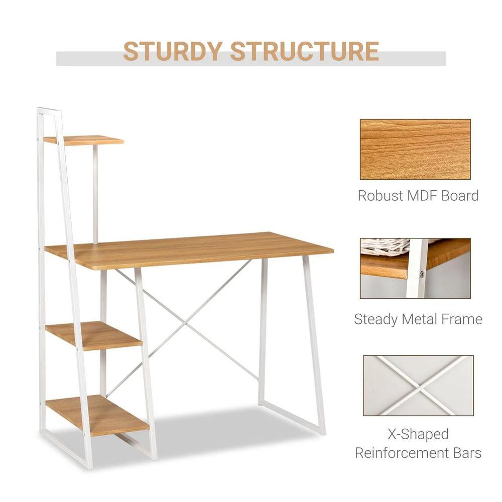 HOMCOM Home Office Computer Desk Study Writing Table with 3-Tier Storage Shelves - Desks