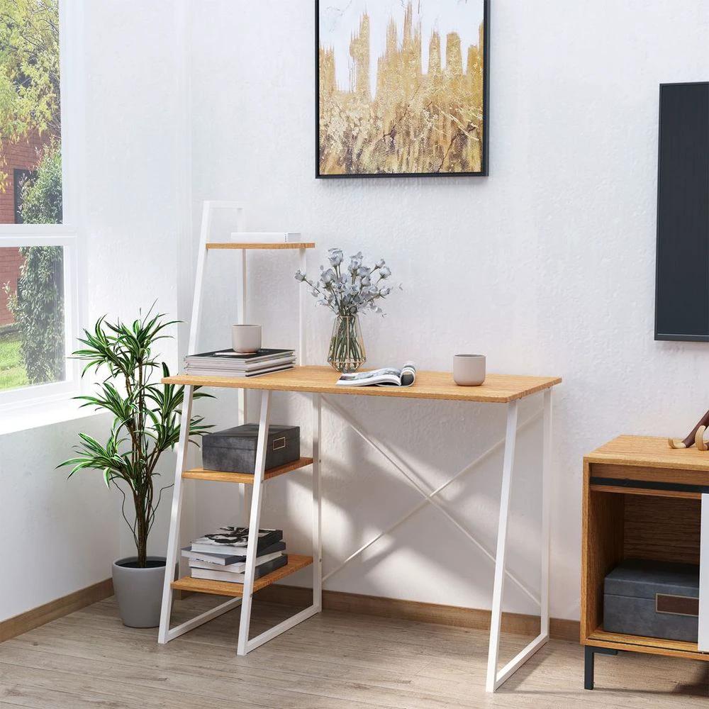 HOMCOM Home Office Computer Desk Study Writing Table with 3-Tier Storage Shelves - Desks