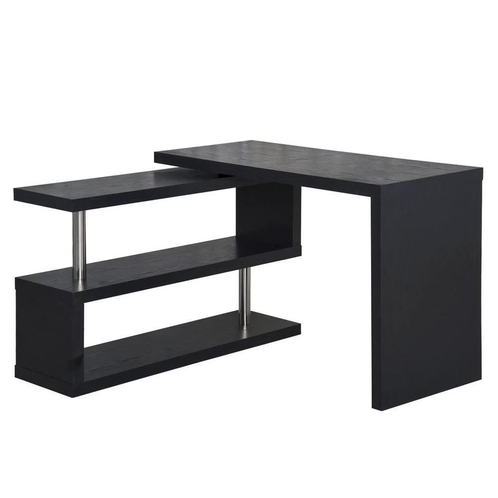 Modern Corner Rotating L-Shaped Office Table Computer Desk with Storage Shelf by HOMCOM