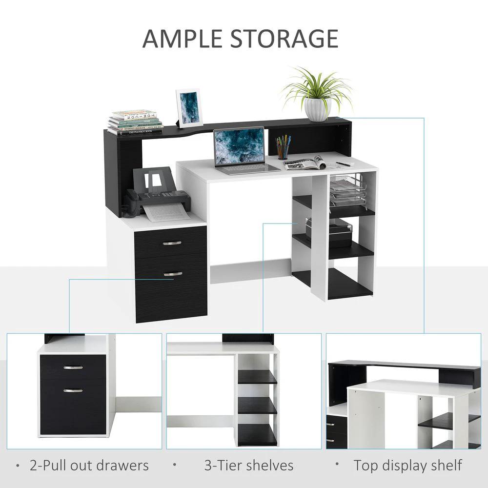 HOMCOM Multi-Storage & Workstation Desk Table Storage Shelves Home Office HOMCOM - Desks Desk