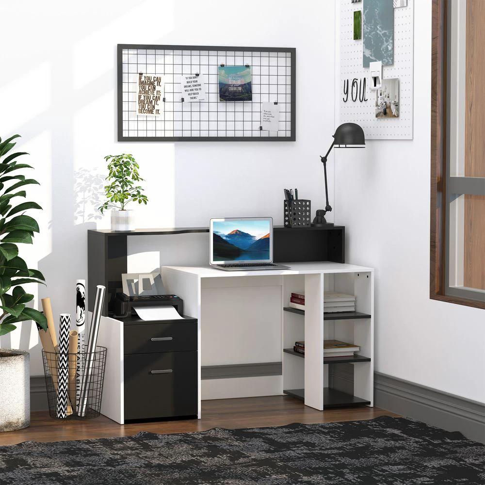 HOMCOM Multi-Storage & Workstation Desk Table Storage Shelves Home Office HOMCOM - Desks Desk