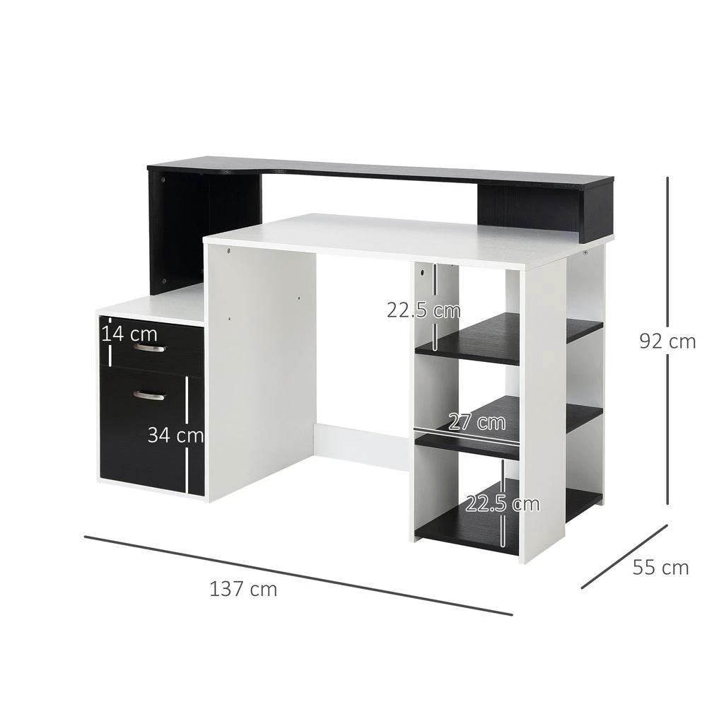 HOMCOM Multi-Storage & Workstation Desk Table Storage Shelves Home Office HOMCOM - Desks Desk
