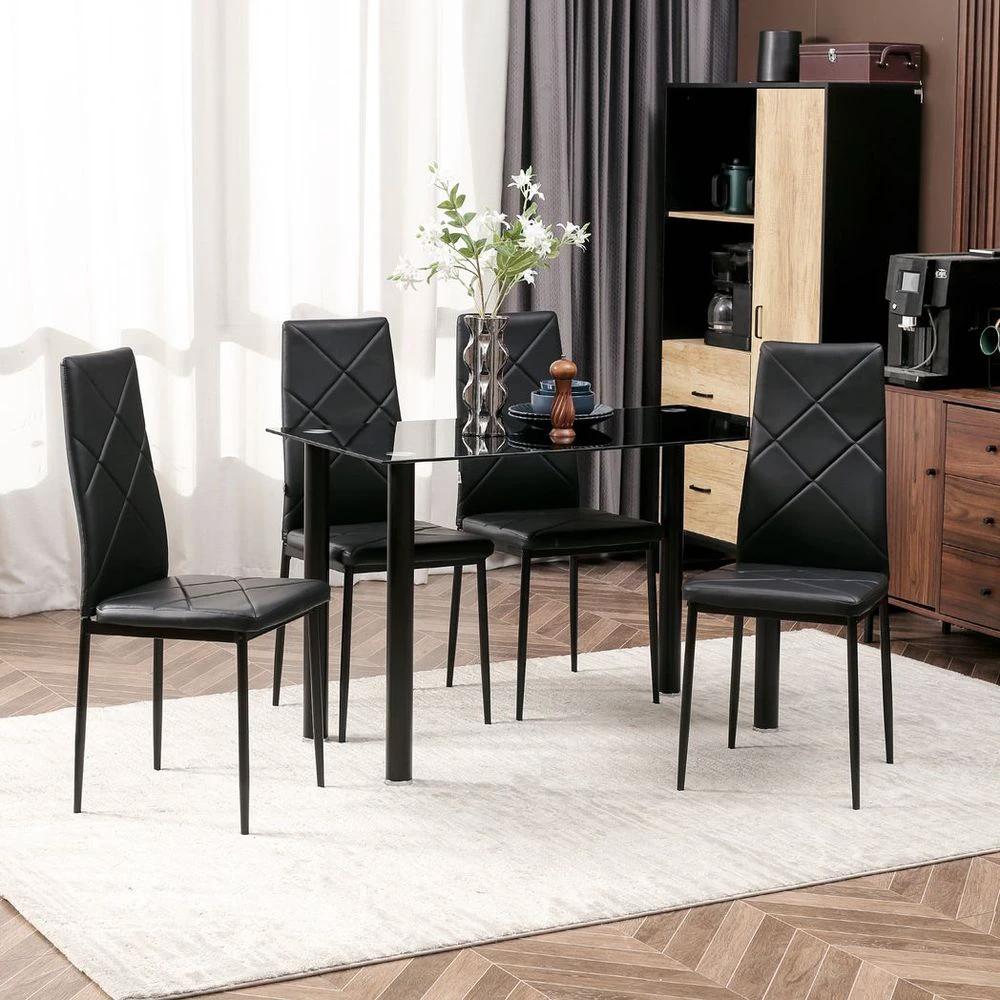 Dining Table Set for 4, Modern Kitchen Table and Chairs with Padded Seat by HOMCOM