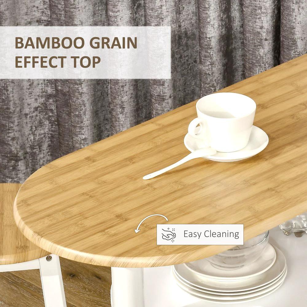 3 Piece Homcom Bar Table Set, Breakfast and Stools Wine Rack Natural White by HOMCOM