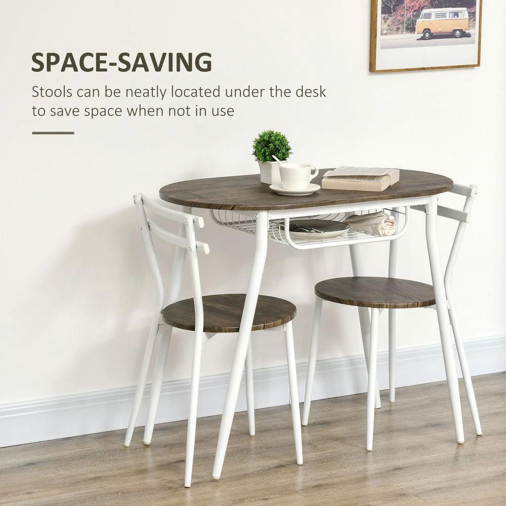 HOMCOM 3pc Homcom Dining Table and Chairs Set, Oval Kitchen Table with 2 Chairs, Natural - Uncategorized Dining Set